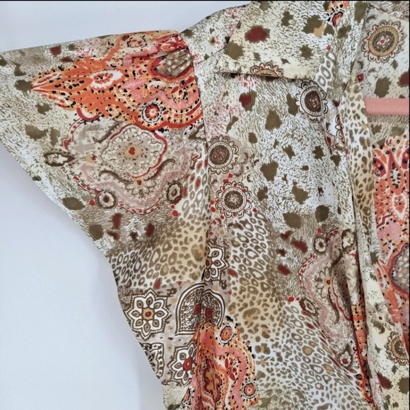 Ivy Chic Twist-Front Silky Blouse in Golden Neutral Tones - Picture 5 of 8